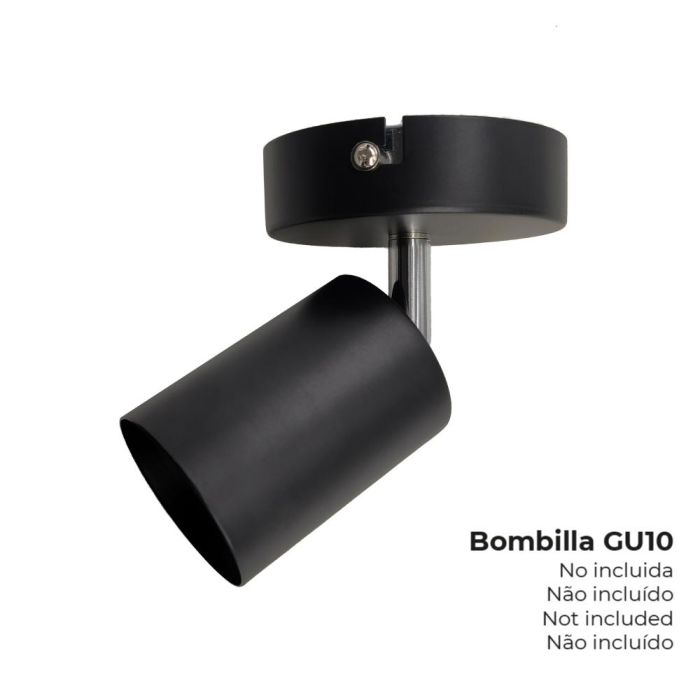 Edm Foco 1 Elemento GU10 50W Máx. Negro (Bombilla no Incluida) Orientable 180° IP20 220-240V Ø 9x5,6x14,2 cm 0 Edm Foco 1 Elemento GU10 50W Máx. Negro (Bombilla no Incluida) Orientable 180° IP20 220-240V Ø 9x5,6x14,2 cm 0