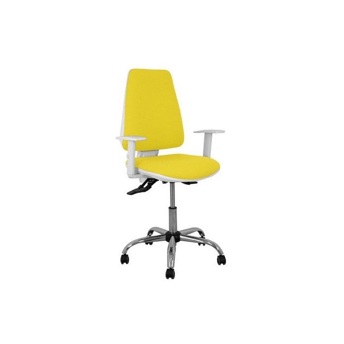 Silla Piqueras Y Crespo Elche Blanca Brazos Regulables Mecanismo Asincro Regulable En Altura Base Metalica Ruedas Parquet Asiento Y Respaldo Tapizado Bali Amarillo