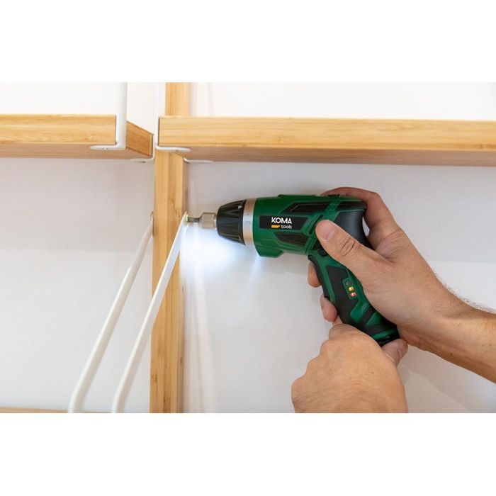 Koma Tools Atornillador Recargable 3,6V Kit con 53 Accesorios, Batería Litio 1300mAh, Cargador, Maletín, 6 Posiciones Par, Luz LED, 3V-AR53