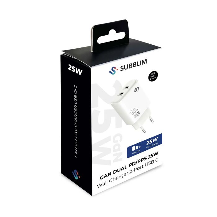 Subblim Cargador Gan 25W Charger Usb C+C 1 Subblim Cargador Gan 25W Charger Usb C+C 1