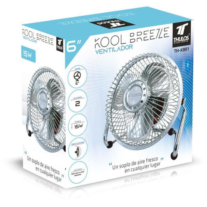 Thulos Ventilador Mini Sobremesa Th - Kb01 15 cm, 2 Velocidades, Cabezal Ajustable 1