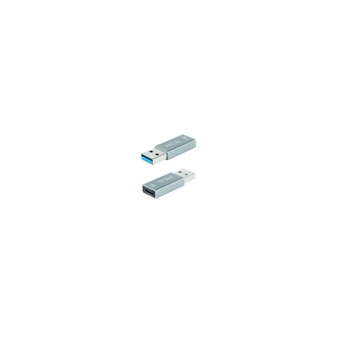 Nanocable Adaptador USB-C Hembra a USB-A Macho 10Gbps Gen2 con OTG, Carga y Transferencia de Datos Gris metálico Nanocable Adaptador USB-C Hembra a USB-A Macho 10Gbps Gen2 con OTG, Carga y Transferencia de Datos Gris metálico