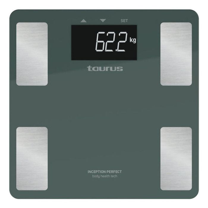 Báscula Digital de Baño Taurus INCEPTION PERFE Azul Verde Cristal Templado 180 kg