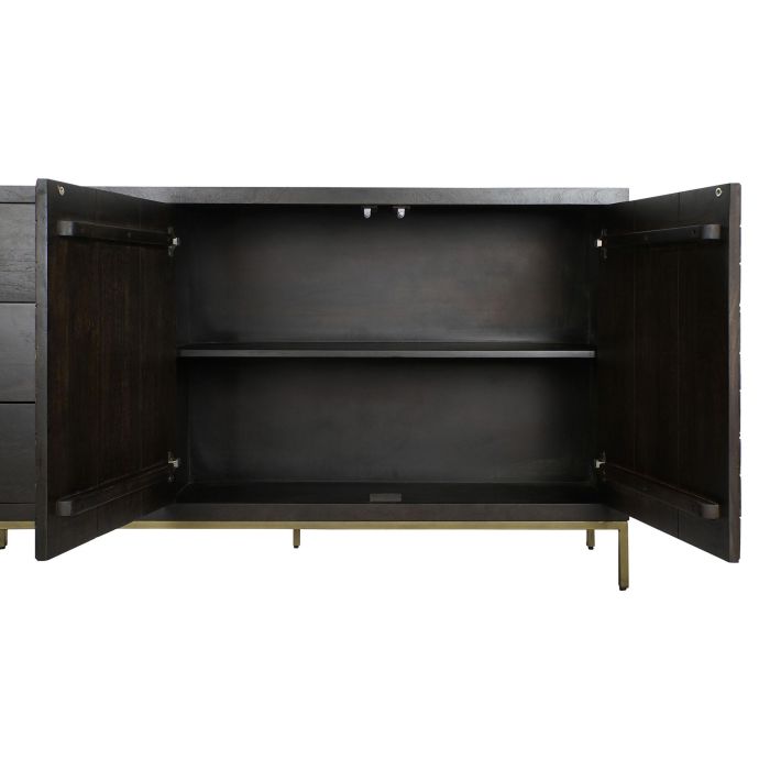 DKD Home Decor Rombo gold Buffet Moderno Marron Oscuro Dorado Acacia Metal 160 x 90 x 40 cm 3