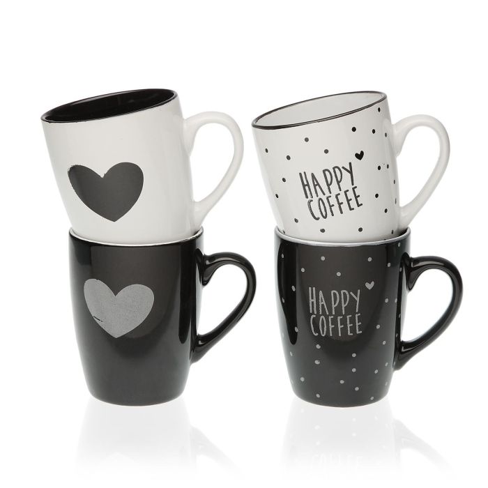 Mug Surtido Hearts White/ Blac Versa 8X10CM (4 Unidades) Mug Surtido Hearts White/ Blac Versa 8X10CM (4 Unidades)
