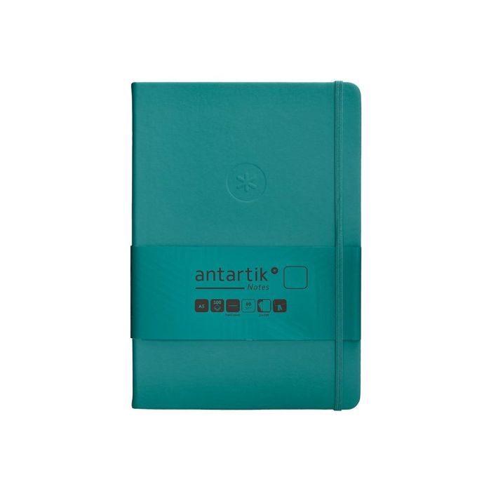 Cuaderno Con Gomilla Antartik Notes Tapa Dura A5 Hojas Lisas Verde Aguamarina 100 Hojas 80 gr Fsc 1