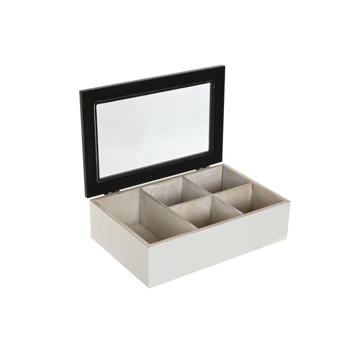 Caja Infusiones Moderno DKD Home Decor Blanco Negro 15 x 6.5 x 23 cm (2 Unidades) 1