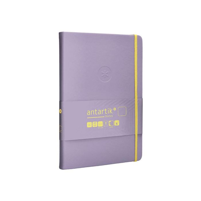 Cuaderno Con Gomilla Antartik Notes Tapa Dura A5 Hojas Lisas Morado Y Amarillo 100 Hojas 80 gr Fsc 4