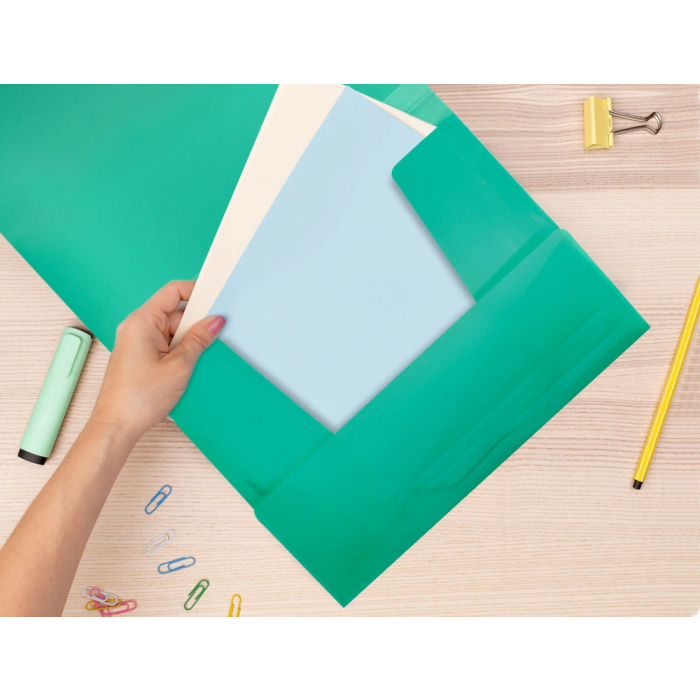 Liderpapel Carpeta 34963 con Gomas y Solapas, Polipropileno, DIN A4, Verde Translucido 7