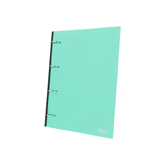 Liderpapel Carpeta 4 Anillas Redondas 25 mm Polipropileno DIN A4 Ultra Compacta Lomo Extensible 4 cm Verde Menta 3