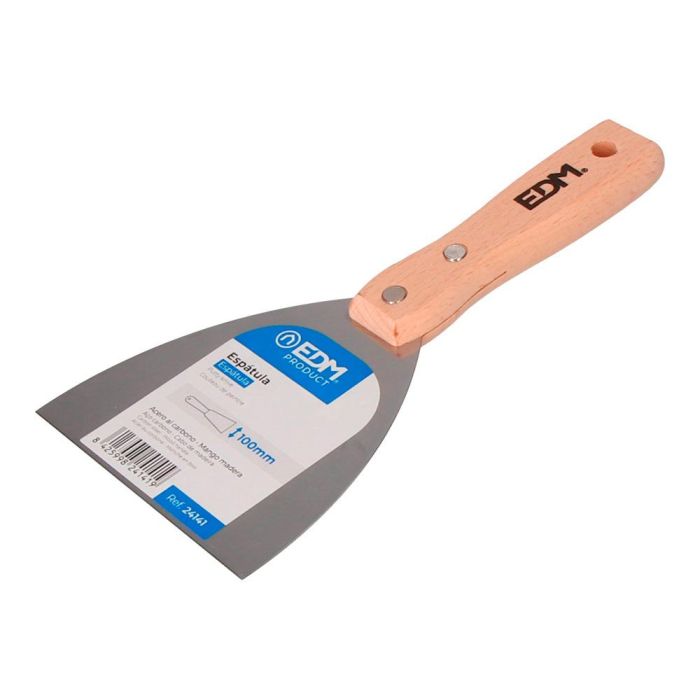 Edm Espátula profesional flexible 100mm, mango de madera y acero de carbono 0 Edm Espátula profesional flexible 100mm, mango de madera y acero de carbono 0