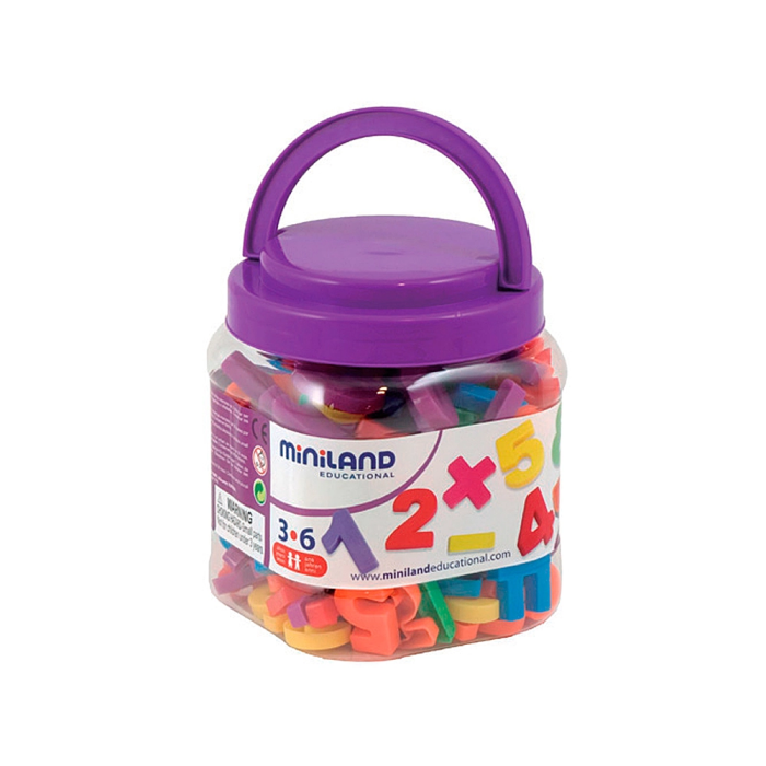 Miniland Juego Números Magnéticos y Símbolos Matemáticos Bote 162 Piezas 1