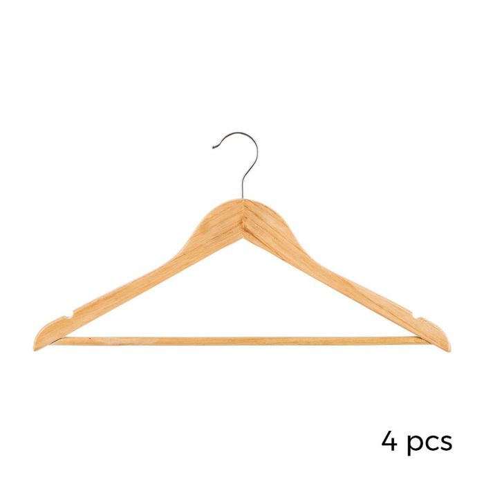 5Four Perchas de madera con acero inoxidable, pack de 4, 44 x 23 cm