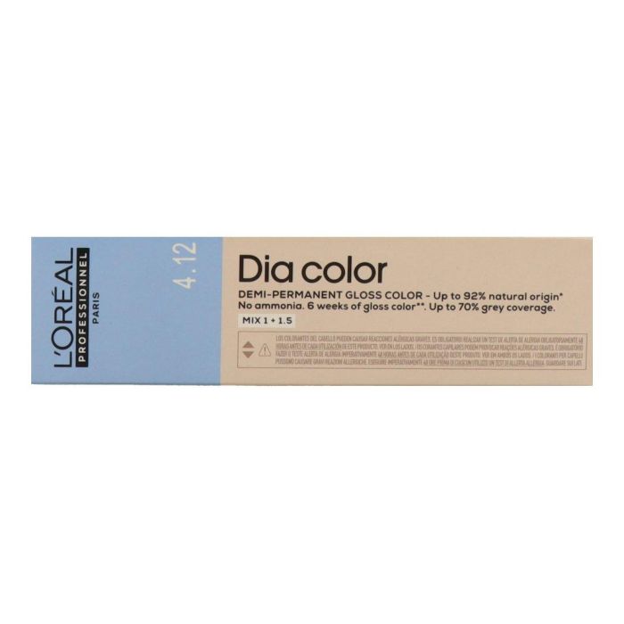 L'Oréal Dia Color 4.12 Tinte Demi-Permanente sin Amoníaco, Ceniza Irisado, Aporta Brillo y Cubre Canas Parcialmente, 60ml