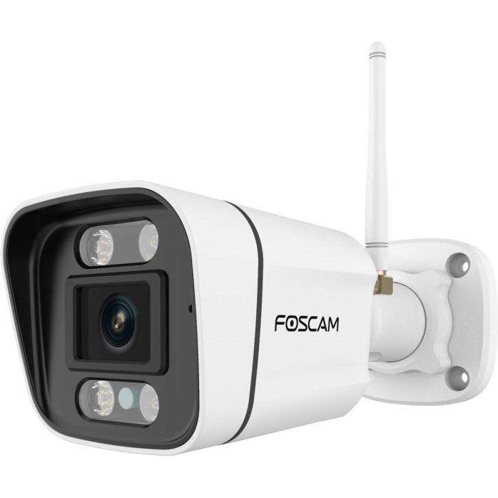 Foscam Cámara de Vigilancia WiFi Bullet Exterior V8P, Visión Nocturna, Detección Humana y Vehículos, Color Blanco