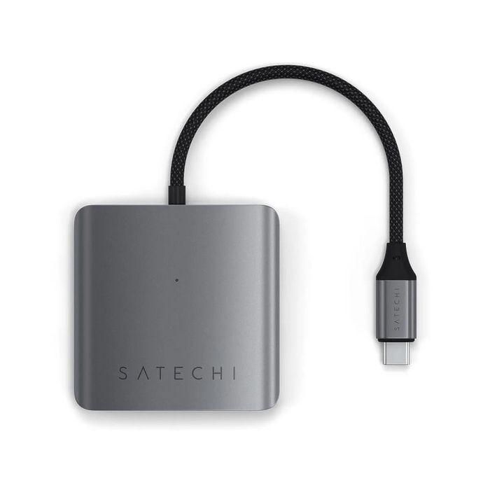 Satechi Hub USB-C 4 Puertos con Power Delivery 100W y 10 Gbps, Adaptador Compacto Gris para MacBook Air/Pro y iPad Pro 2