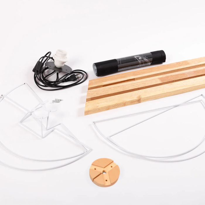 Lámpara de Suelo Trípode Madera "Pyongyang" OPV-780SGN2424 Pantalla Tela Cilíndrica