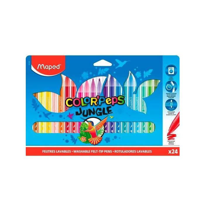 Maped Rotuladores Color'Peps Jungle 2.0 Estuche de 24 Colores Surtidos