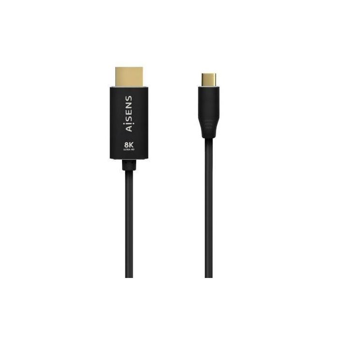 AISENS - CABLE CONVERSOR ALUMINIO USB-C A HDMI 2.1 8K@60HZ, USB-C/M-HDMI/M, NEGRO, 2.0M