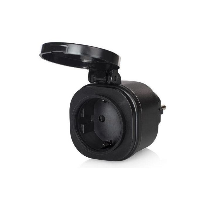 Smartwares SH4-99653 Set de Mini Enchufes para Exterior Inteligentes Negros Control Remoto y App IP44 3000W 2 Unidades