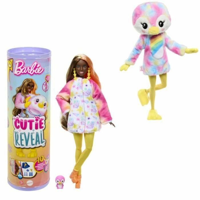 Barbie-Barbie Cutie Reveal-Muñeca Pingüino Reveal Colorida y 10 Sorpresas HRK40