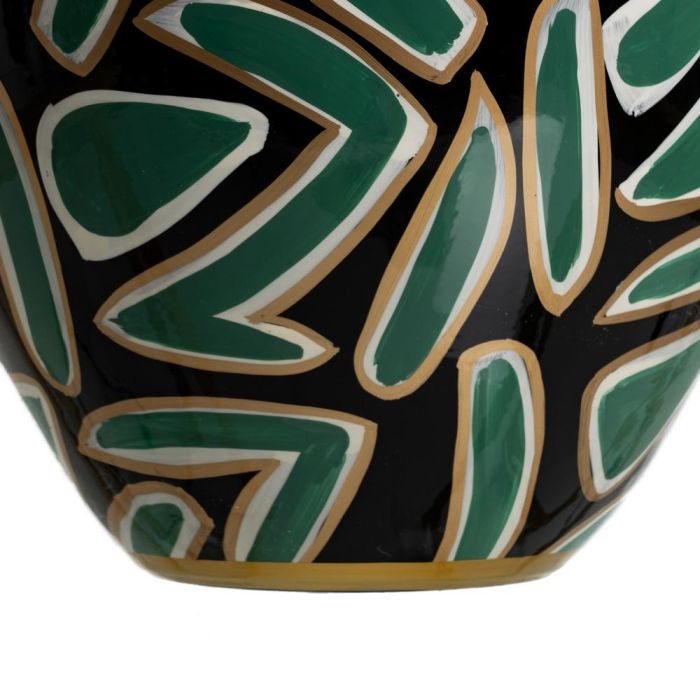 Jarrón Negro-Verde Porcelana Decoración 28 X 28 X 34 cm