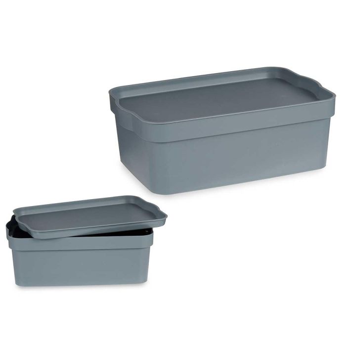 Caja Plastico Con Tapa 6L Gris Kipit 21X11CM (12 Unidades) Caja Plastico Con Tapa 6L Gris Kipit 21X11CM (12 Unidades)