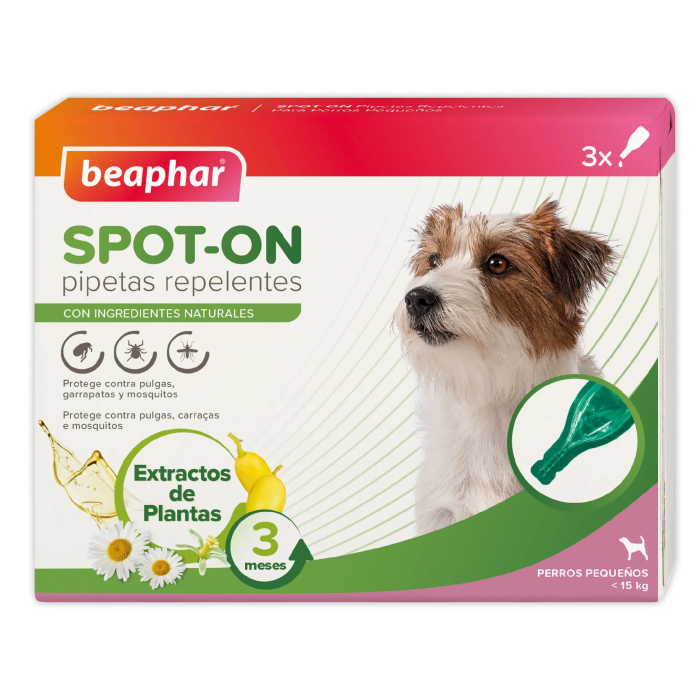 Beaphar Pipetas Repulsivas Antiparasitarias para Perros Pequeños - Protección contra Pulgas, Garrapatas y Mosquitos, 3x1 mL