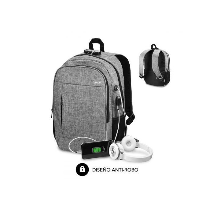 Mochila para Portátil y Tablet con Salida USB Subblim SUB-BP-1UL0001 Gris