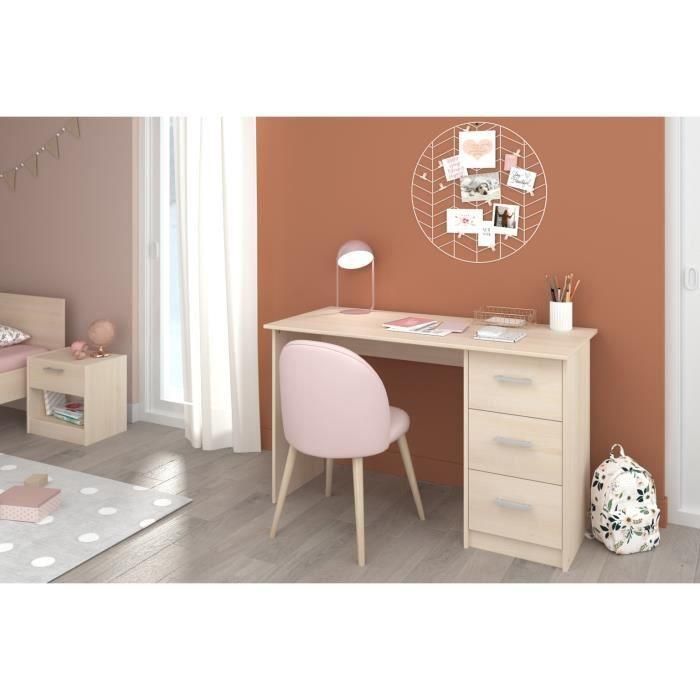 ESSENTIELLE Escritorio 3 cajones - Decoración de acacia clara - L 121,2 x P 74,3 x H 55 cm 5 ESSENTIELLE Escritorio 3 cajones - Decoración de acacia clara - L 121,2 x P 74,3 x H 55 cm 5