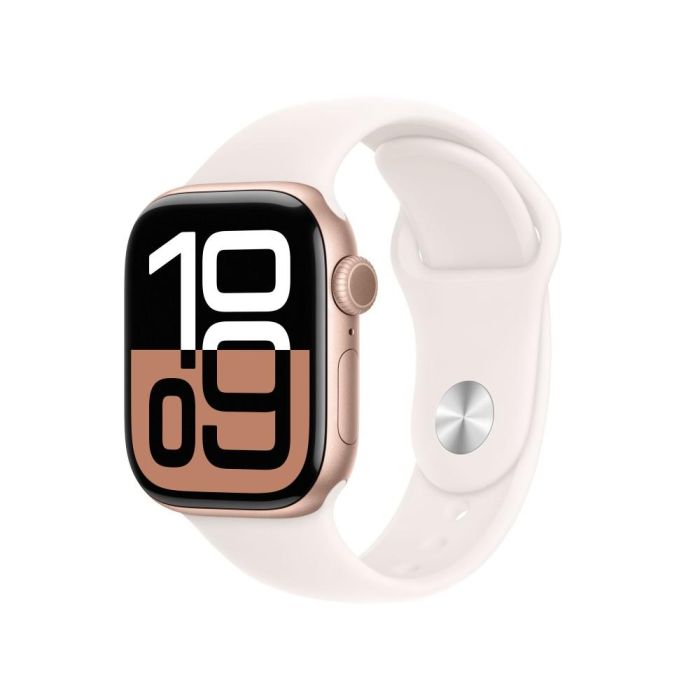 Apple MWXA3QL/A Watch Series 10 GPS + Cellular 42mm Caja Aluminio Oro Rosa Correa Deportiva Rosa Rubor M/L, Pantalla Grande, Carga Rápida 1