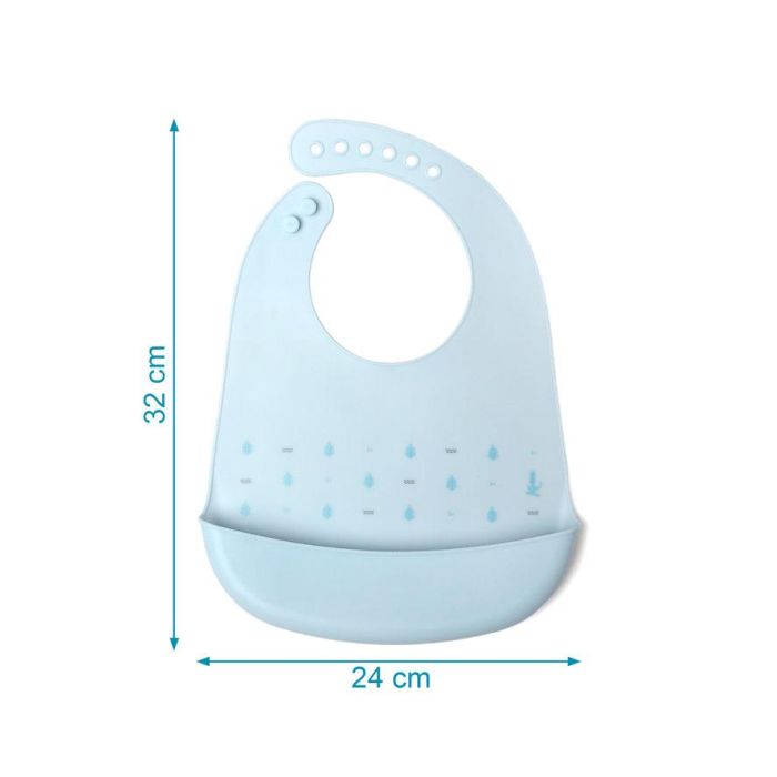 KioKids Babero de Silicona Azul para Bebé con Bolsillo Recogemigas, Ajustable, Impermeable, Fácil Limpieza, +4 Meses 3