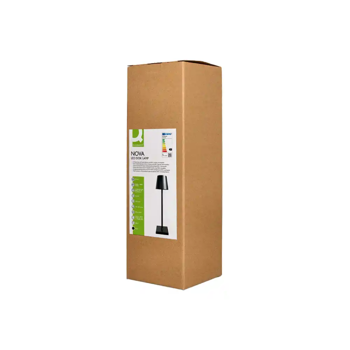 Q-connect Nova Lampara de Escritorio LED 2W 200 lm Metálica Táctil Recargable USB-C Color Negro 10