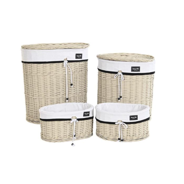 Cesta Ropa Basicos DKD Home Decor Beige Blanco 38 x 58 x 51 cm Set de 4