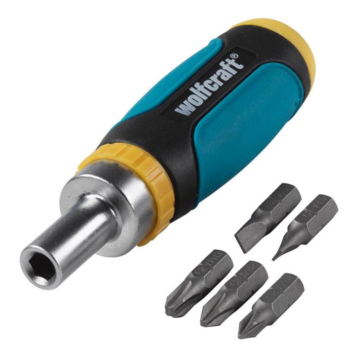 Wolfcraft 1237000 Mini atornillador manual con función de carraca, 6 piezas, giro derecha/izquierda, 5 puntas 0 Wolfcraft 1237000 Mini atornillador manual con función de carraca, 6 piezas, giro derecha/izquierda, 5 puntas 0