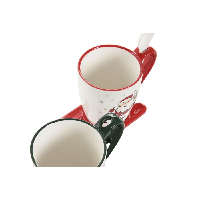 Mug Navidad Tradicional DKD Home Decor Rojo Verde 7.5 x 13 x 13 cm (6 Unidades) 2