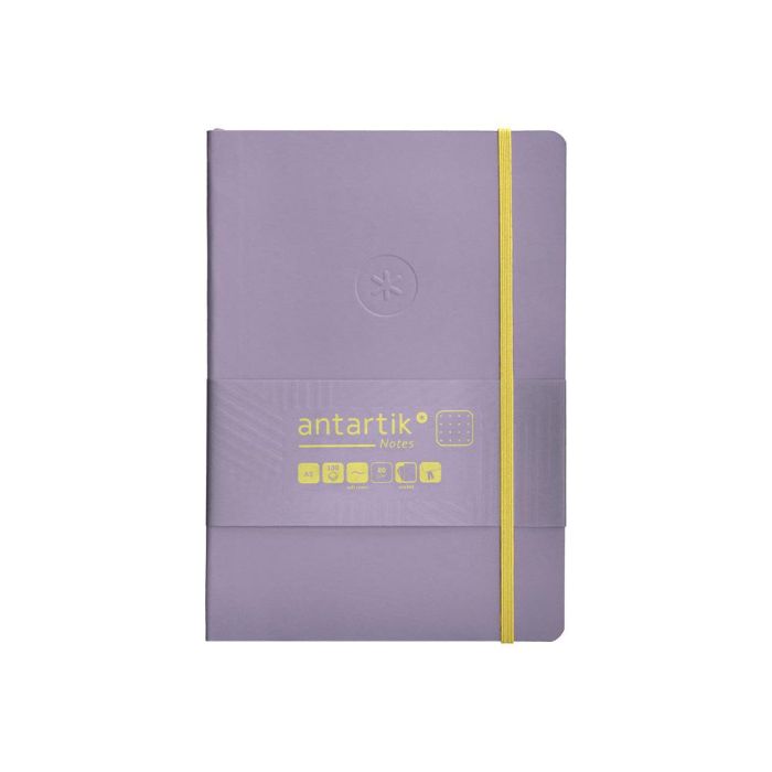 Cuaderno Con Gomilla Antartik Notes Tapa Blanda A5 Hojas Puntos Morado Y Amarillo 80 Hojas 80 gr Fsc 1