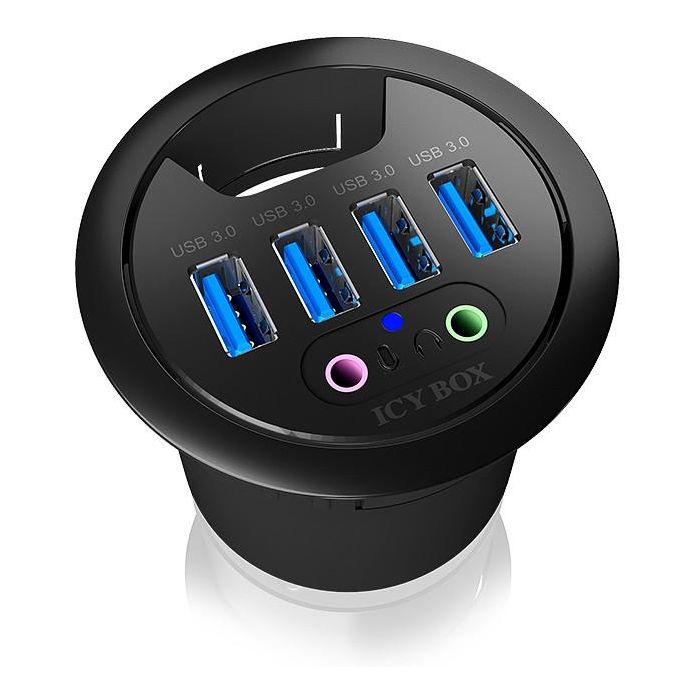 HUB Tisch-Hub 4x USB 3.0 Type-A mit Audio Ein-/Ausgang ICY BOX 2