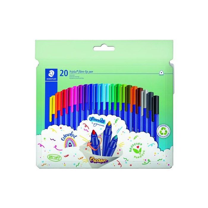 Staedtler Rotulador Triplus Color 323 Triangular C-Surtidos Estuche 20 Ud Punta 1.0 mm DRY SAFE Lavable