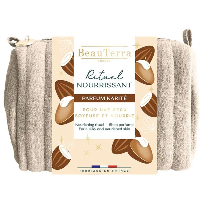 Beauterra Ritual Nutritivo Manteca de Karité Estuche 3 pz para Piel Seca: Gel, Crema y Neceser con Coco y Vainilla