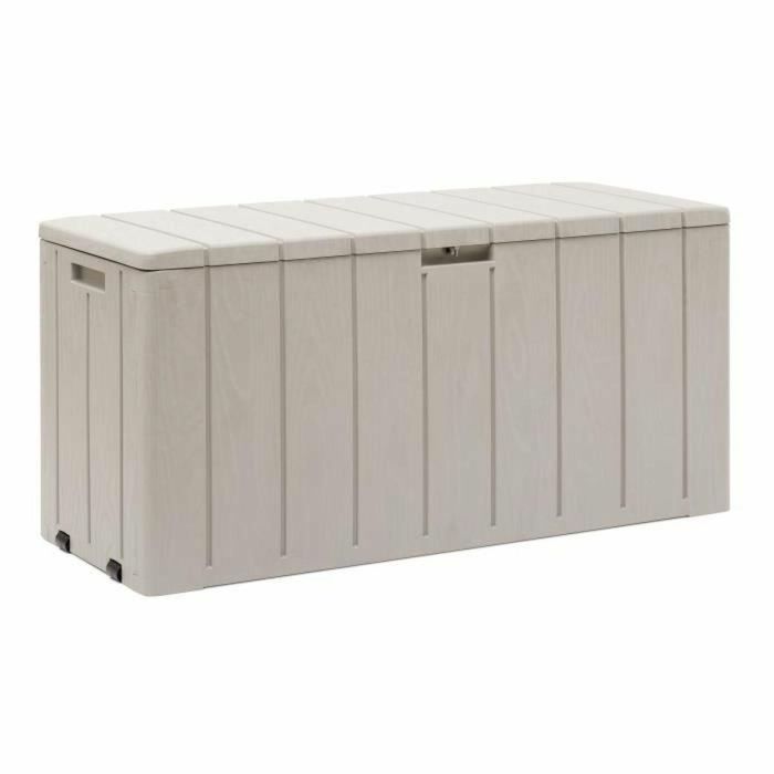 Toomax TOO8009371018814 Baúl de jardín BRAVO de Resina, Color Topo, Capacidad 270L, Medidas 117.5x45x56 cm