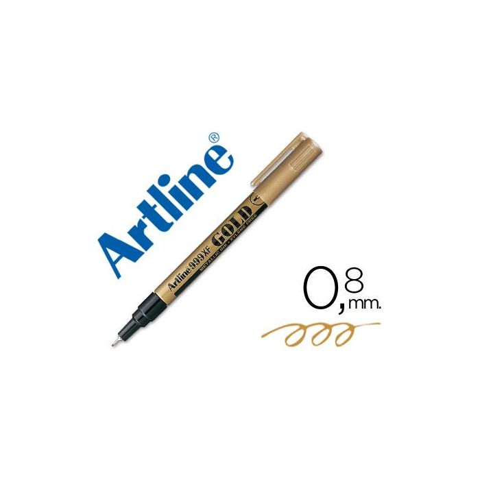 Rotulador Artline Marcador Permanente Tinta Metalica Ek-999 Oro Punta Redonda 0.8 mm 12 unidades