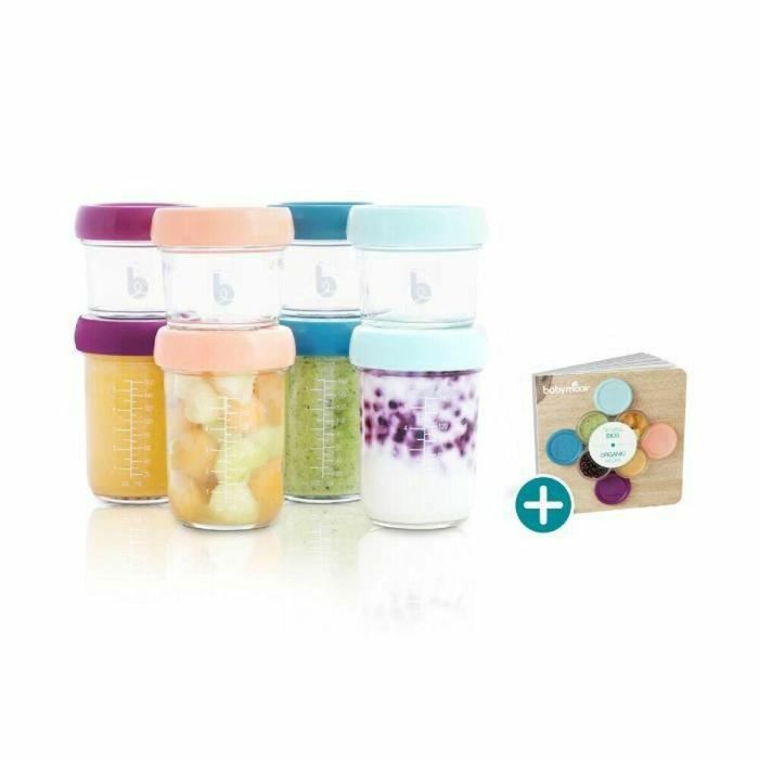 Babymoov Babybols Frascos de Vidrio Herméticos - 8 Unidades (4x120ml + 4x240ml) - Apto Microondas, Lavavajillas, Congelador - Incluye Recetas 0 Babymoov Babybols Frascos de Vidrio Herméticos - 8 Unidades (4x120ml + 4x240ml) - Apto Microondas, Lavavajillas, Congelador - Incluye Recetas 0