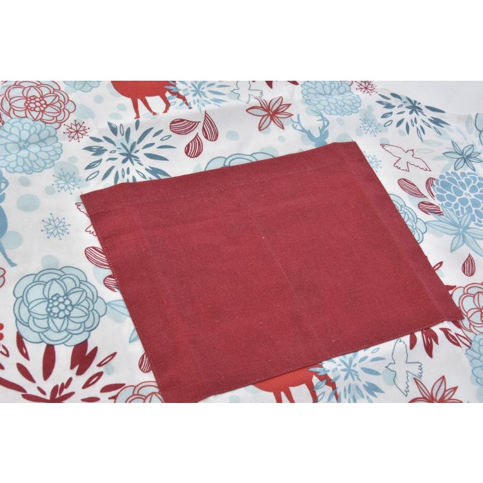 DKD Home Decor Delantal de Cocina Navidad Moderno, Patrón Reno Flores, Set de 2, Azul Celeste y Rojo, Algodón y Poliéster 1