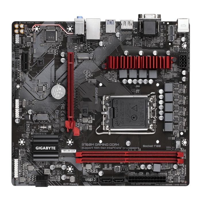 Gigabyte 9MB76MG4-00-11 Placa Base B760M GAMING DDR4 Socket 1700 Micro ATX para Intel 12ª/13ª Gen, PCIe 4.0, LAN 2.5GbE 4