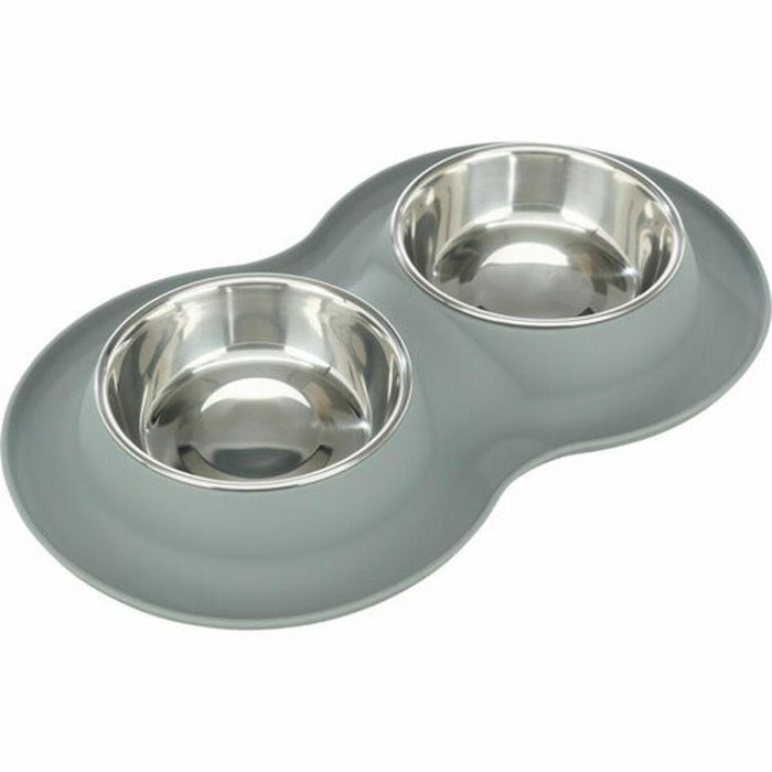 Comedero para Perro Trixie Gris Acero Inoxidable Ø 16 cm Doble 2 × 0,4 L 40 × 5 × 23 cm (2 Unidades) 1 Comedero para Perro Trixie Gris Acero Inoxidable Ø 16 cm Doble 2 × 0,4 L 40 × 5 × 23 cm (2 Unidades) 1