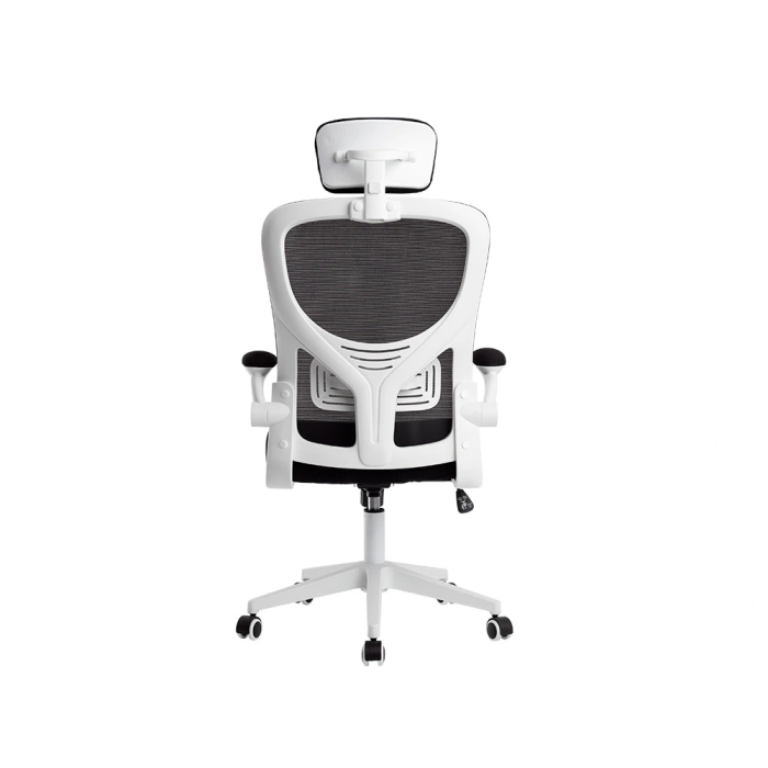 Q-connect Silla Ergonómica Pal ermo Alt Max 1300 Anc 610 Prof 600 Ruedas Premium Malla Base Nylon Reposacabezas Soporte Lumbar Color Blanco Negro 2