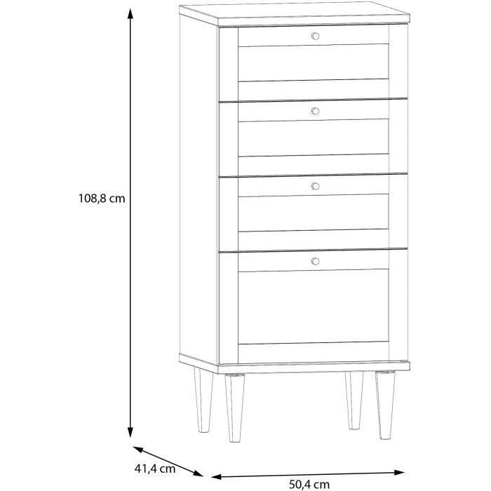 CALASETTEA CQSK311D95D Cómoda 4 Cajones Decoración Roble 50,4 x 41,4 x 108,8 cm 5
