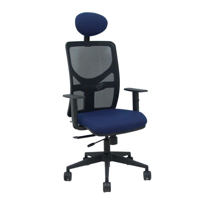 PIQUERAS Y CRESPO Silla Motilla traslack malla negra asiento bali azul marino brazos 1D base piramidal cabecero fijo PIQUERAS Y CRESPO Silla Motilla traslack malla negra asiento bali azul marino brazos 1D base piramidal cabecero fijo