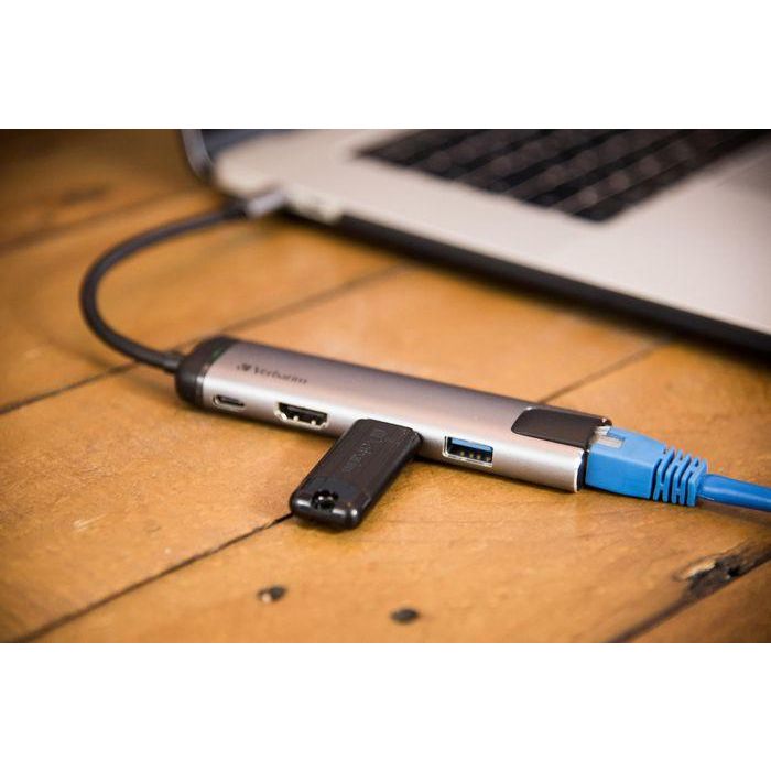 Verbatim USB-C, 2 x USB 3.0, HDMI, RJ-45, 5 - 20 V, 3 A, 15 cm, 50 g 2 Verbatim USB-C, 2 x USB 3.0, HDMI, RJ-45, 5 - 20 V, 3 A, 15 cm, 50 g 2